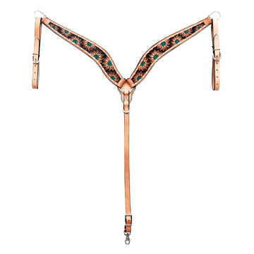 Hilason Horse Floral Hand Painted American Leather Breast Collar Headstall Brown